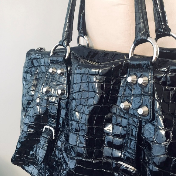 Italy Le Solim Patent Leather Bag Black - Picture 5 of 8